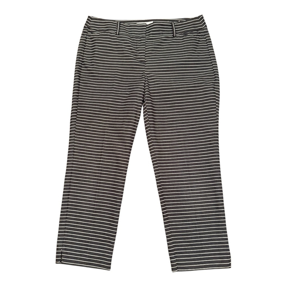 Women's LOFT Marisa Petite Ankle & Cropped Pants Navy White Stripe 8P - Picture 2 of 12